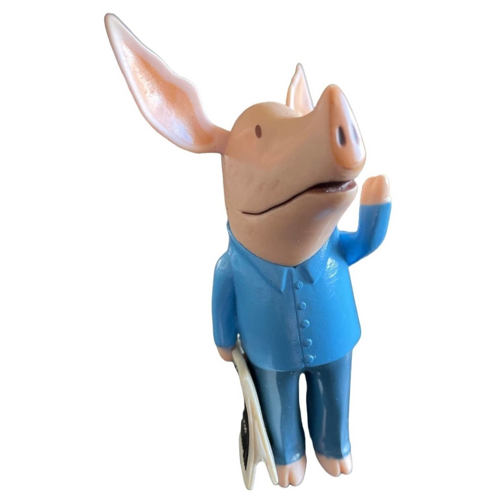 2010 Olivia the Pig Daddy Pig holding Paper figure 3.5” Blue Shirt Replacement